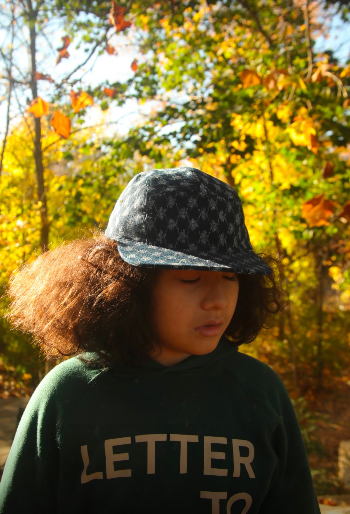 Vintage indigo ikat 5-panel hat