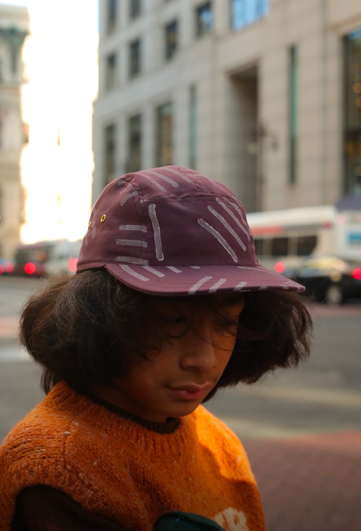 Linear block print 5-panel hat