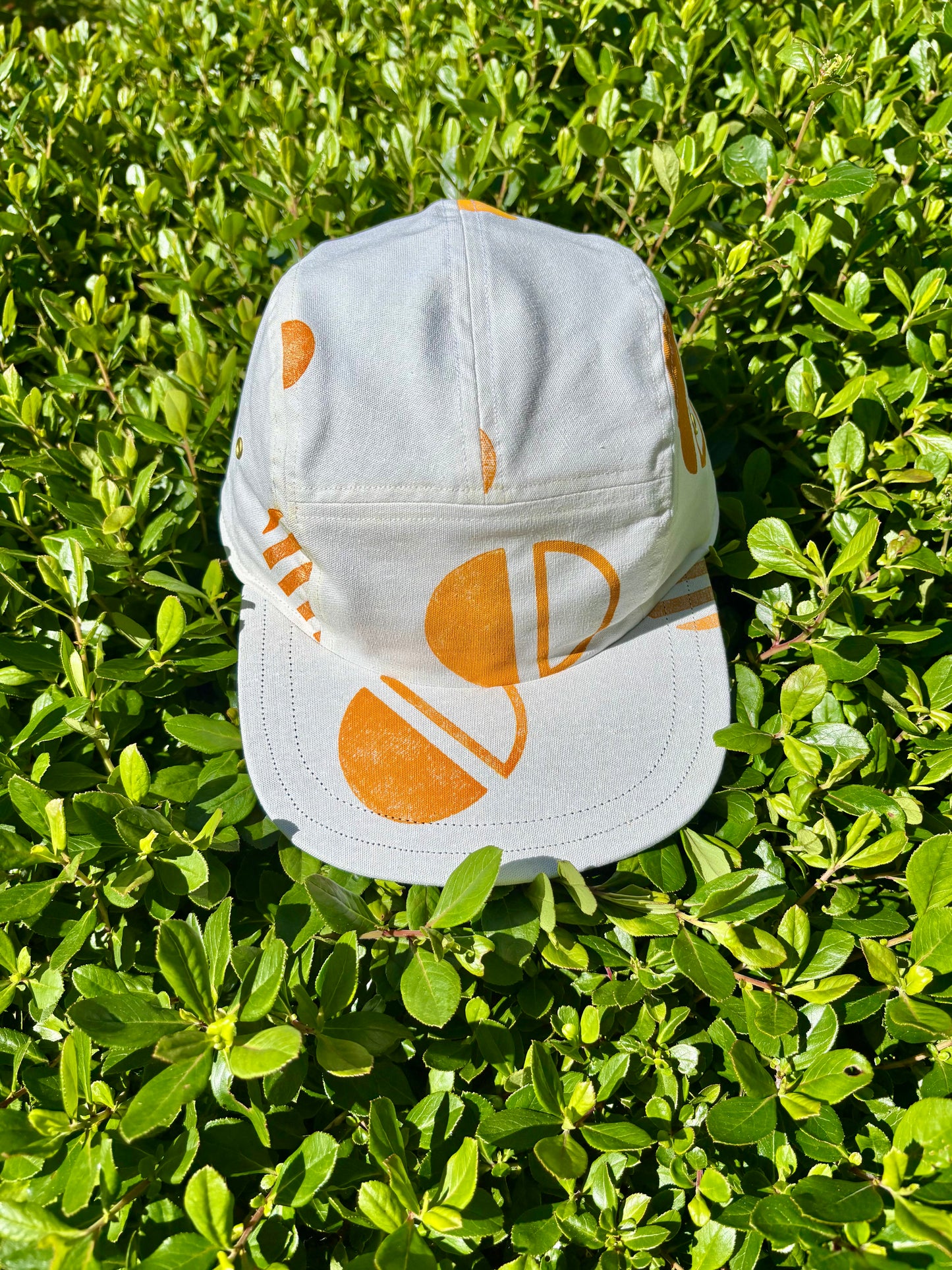 Mustard sphere block print 5-panel hat