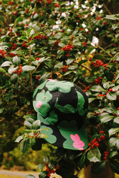 Green floral print 5-panel hat