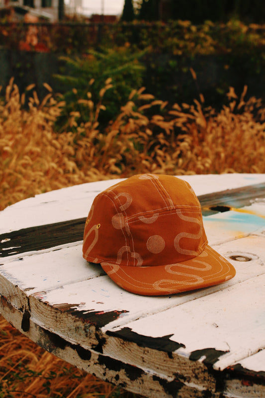 Doodle block print 5-panel hat