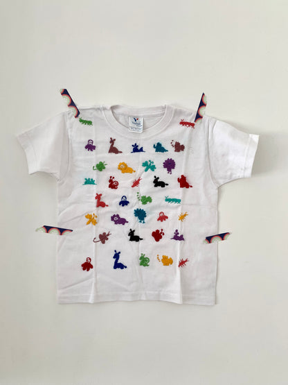Hand embroidered animal kids t-shirt