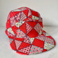 Red patchwork 5-panel hat