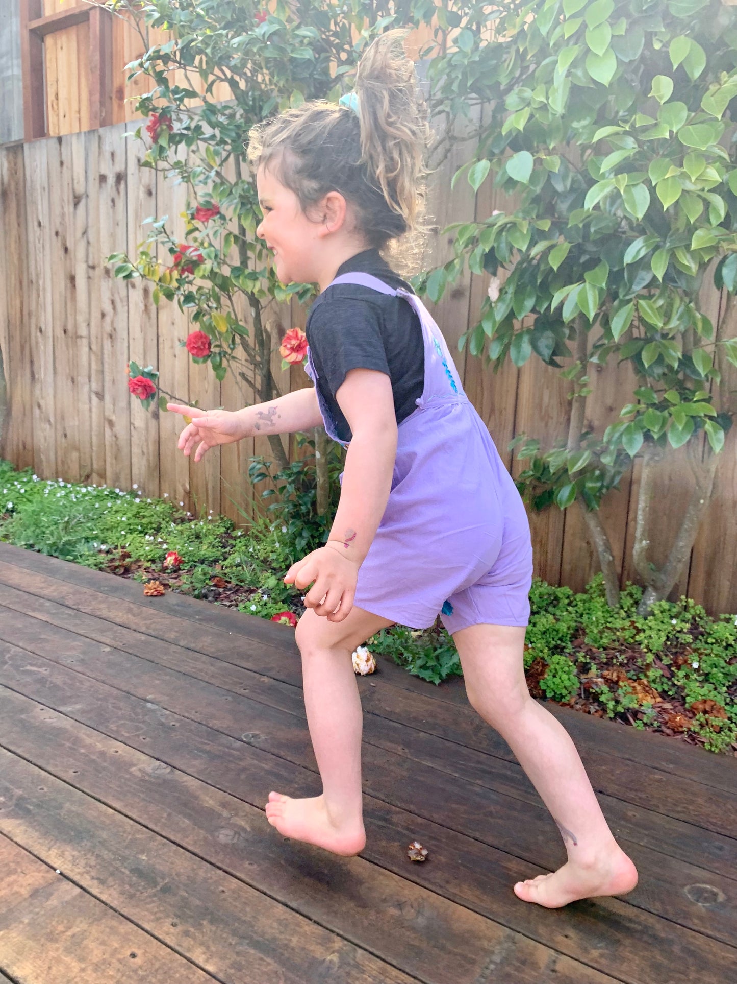 Hand embroidered kids shortalls