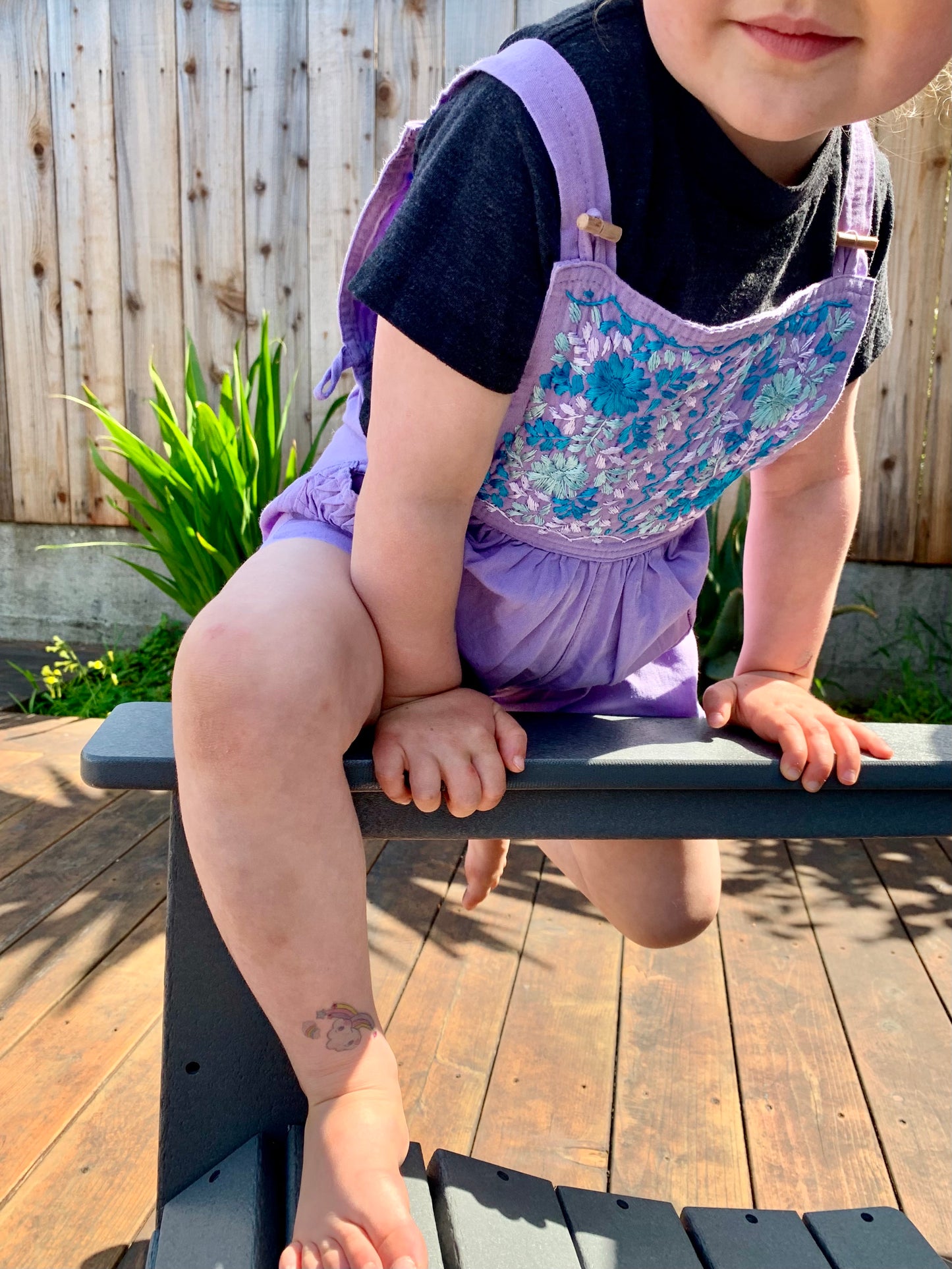 Hand embroidered kids shortalls