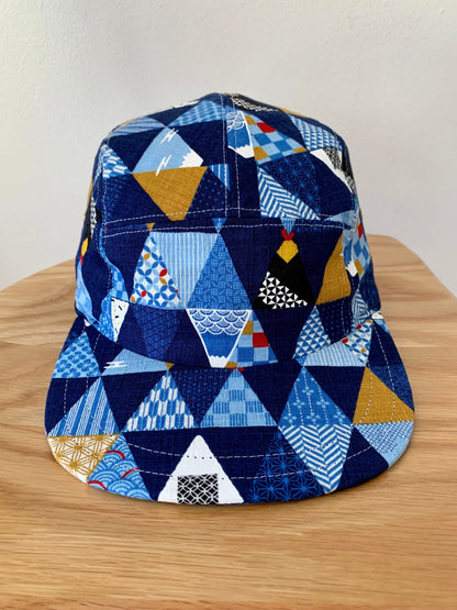 Blue patchwork 5-panel hat