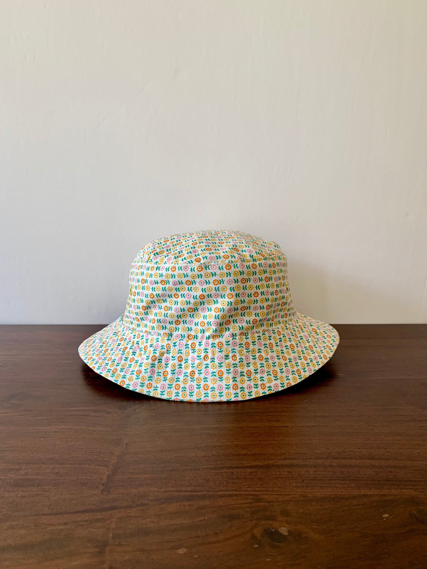 Yellow ditsy floral bucket hat