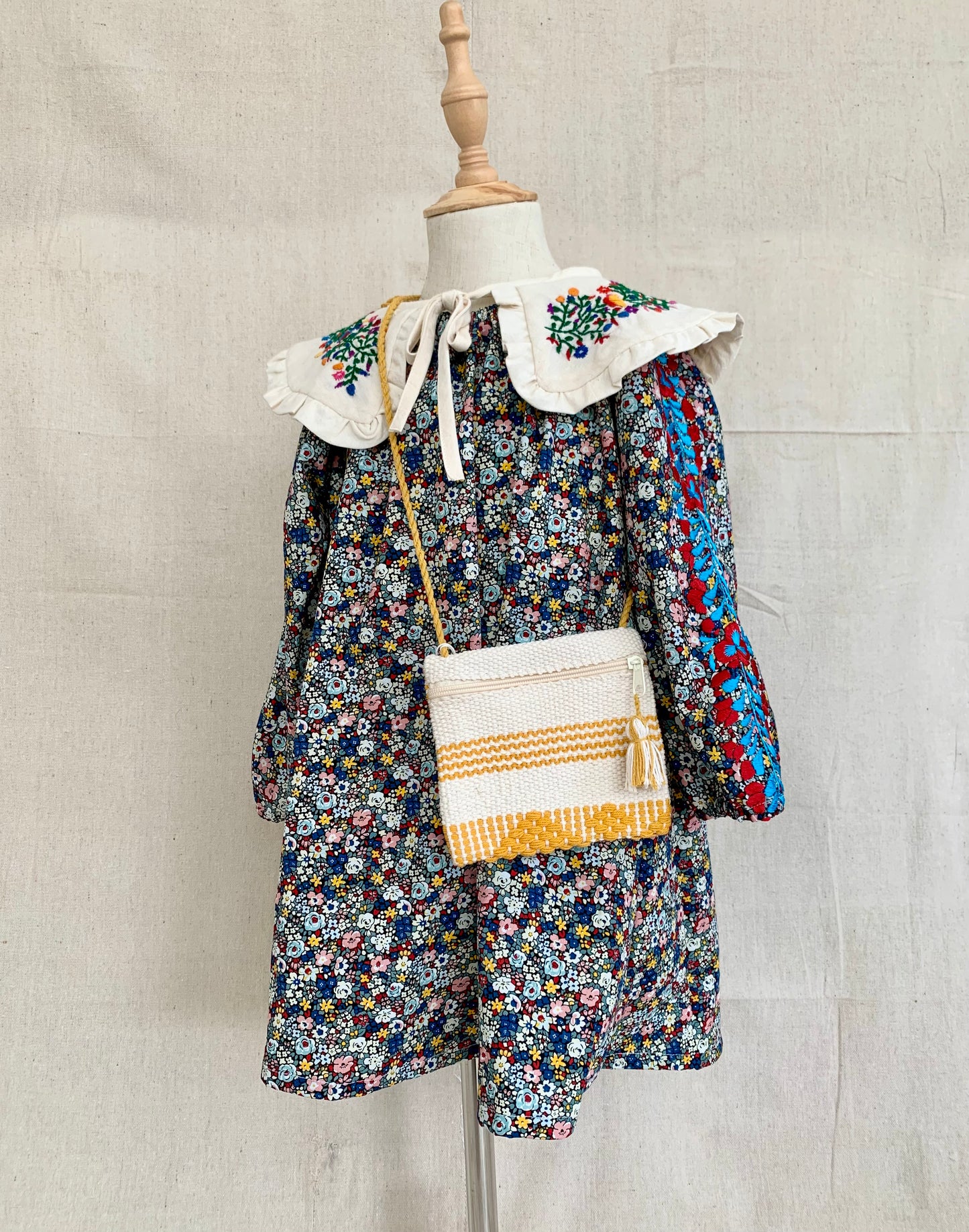 Embroidered raglan sleeve dress