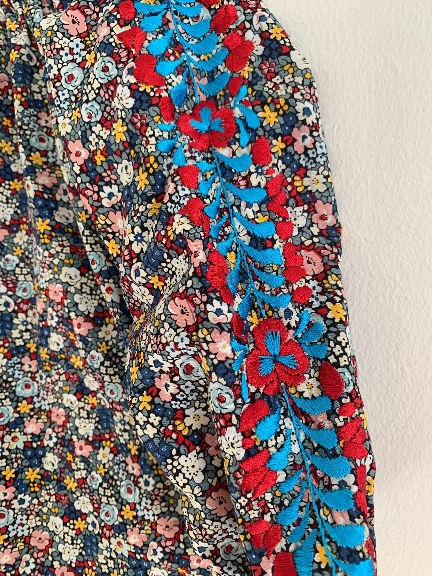 Embroidered raglan sleeve dress