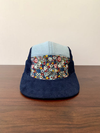 Corduroy floral mix 5-panel hat