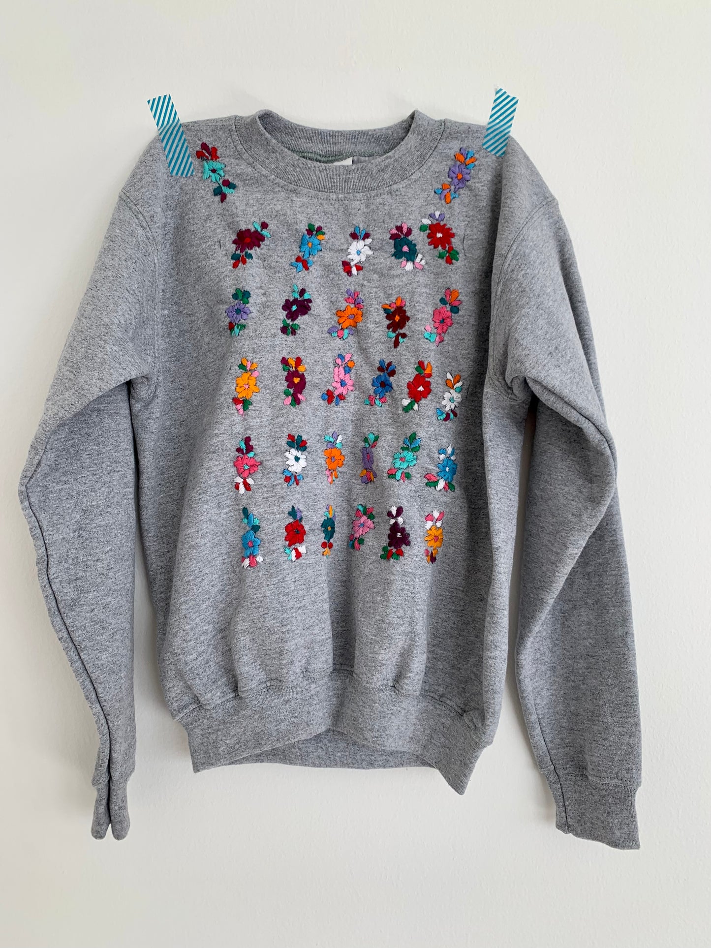Adult hand embroidered floral sweatshirt