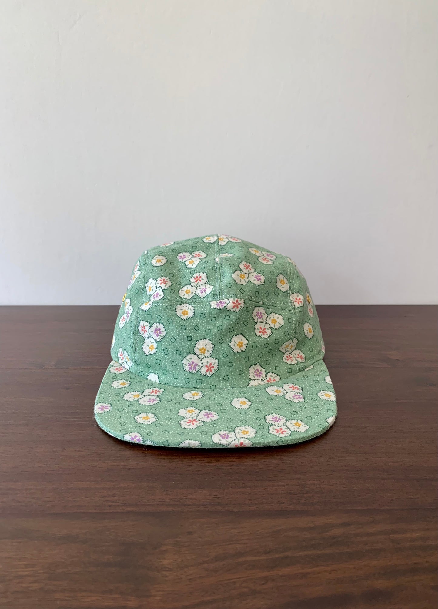 Vintage green floral 5-panel hat