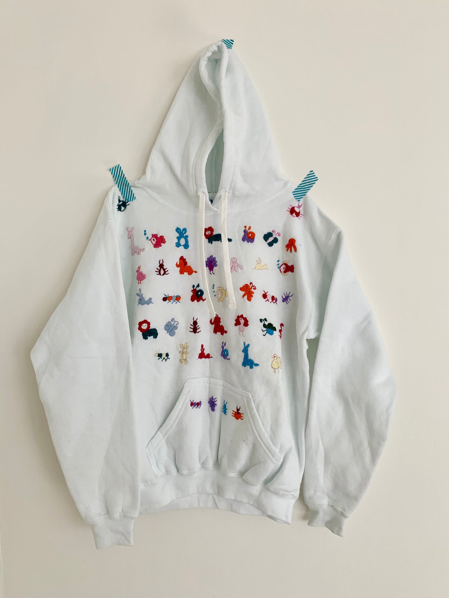 Kids hand embroidered animal hoodie